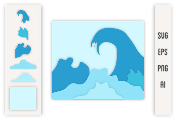 3D Blue Ocean SVG for Shadow Boxes & More