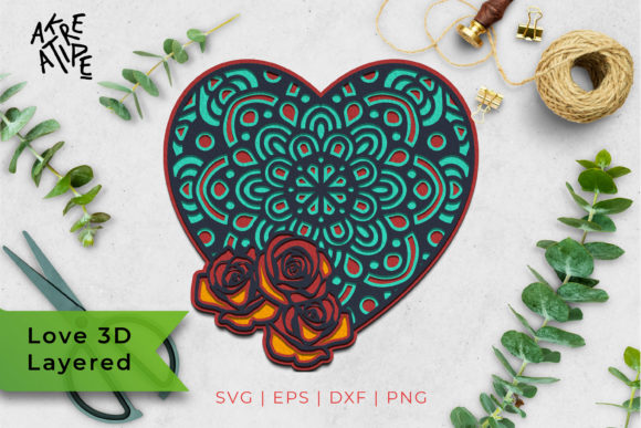 3D Heart Love Mandala SVG for Creative Sellers