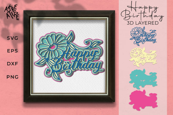 3D Laser Cutting SVG for Birthday Content Design