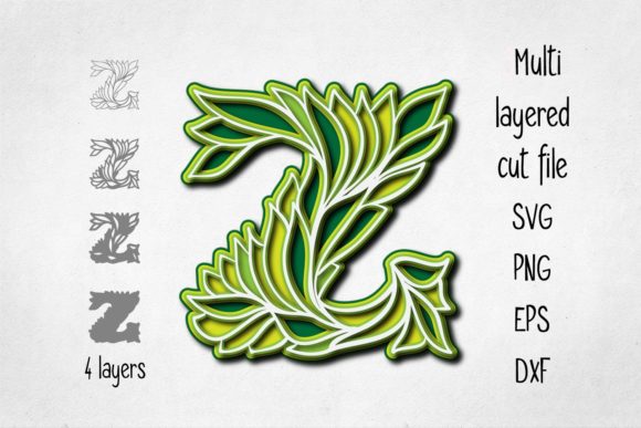 3D Layered Alphabet Letter Z for SVG Shadow Box Designs