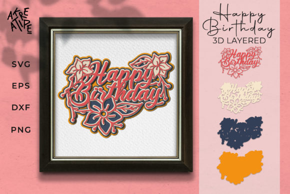 3D Layered Birthday Paper Cut for Laser Cutting Crafts