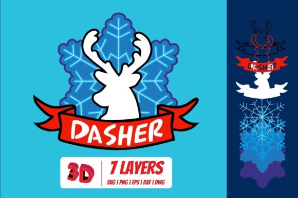 3D Layered Dasher SVG Cut File for Christmas Crafts & Digital Selling