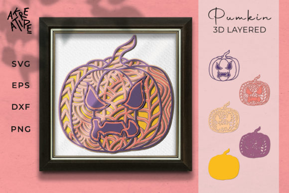 3D Layered Halloween Pumpkin Zectangle: Festive 3D SVG for Seasonal Branding & Shadow Box Appeal