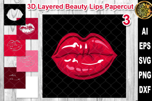 3D Layered Papercut Woman Lips Clipart 3: A Bold Graphics Choice for Craft & Content Publishers