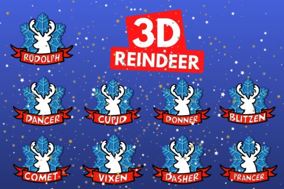3D Reindeer SVG Bundle: Christmas Design with Dimensional Appeal
