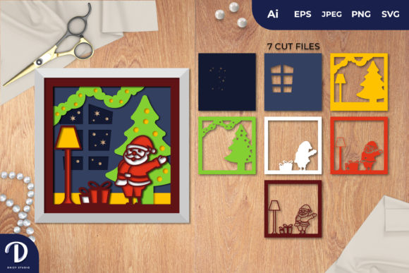 3D Shadowbox Santa Claus Visit Home: Festive 3D SVG for Seasonal Branding and Packaging