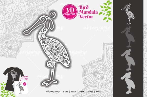 Bird Mandala 3D SVG Shadow Box for Blog & Editorial Design