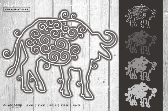 Buffalo Mandala Vector 3D Layered 5