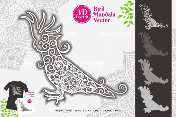 Cockatoo Mandala 1 3D Layered: A 3D SVG for Shadow Box Designs