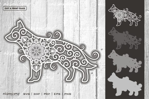 Dog Mandala Vector 1 SVG 3D Layered for Local Business Branding and Shadow Box Packaging