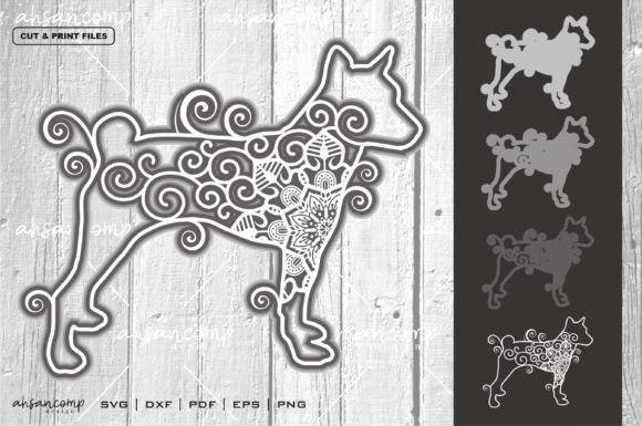 Dog Mandala Vector 3D Layered 4: 3D SVG for Shadow Box Design Impact