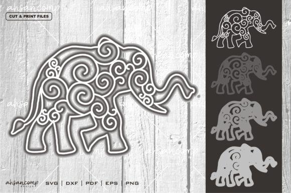 Elephant 2 Vector SVG 3D Layered: A Shadow Box Design for Bold Brand Storytelling
