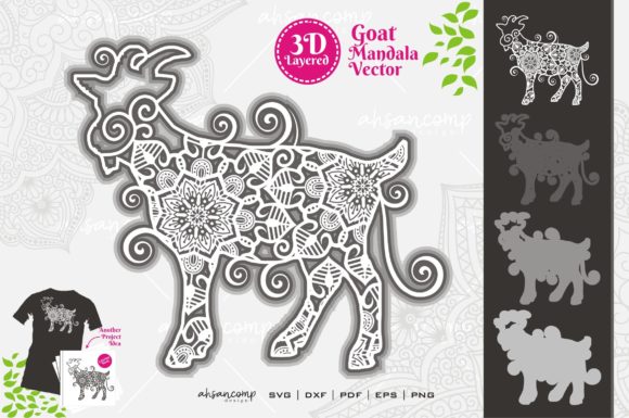 Goat Mandala Vector SVG 3D Layered 4: A Versatile Shape for 3D SVG Sellers