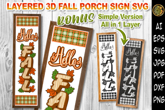 Hello Fall 3D SVG Vertical Porch Sign Review