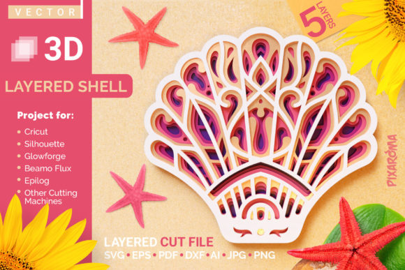 Shell 3D Layered SVG: Graphics for Crafts